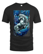 Unlucky Lightning Unicorn Graphic Tee With Fierce Fantasy Power - black t-shirt on white background