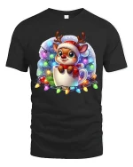 Cute Christmas Reindeer Mug Tee With Cozy Holiday Magic - black t-shirt on white background