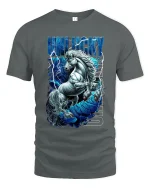 Unlucky Lightning Unicorn Graphic Tee With Fierce Fantasy Power - gray t-shirt on white background