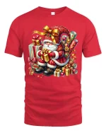 Classic Christmas Santa Gifts Tee With Festive Holiday Magic - red t-shirt on white background