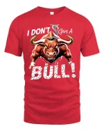 I Dont Give A Bull Bold Attitude Graphic Tee With Power Art - red t-shirt on white background
