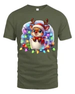 Cute Christmas Reindeer Mug Tee With Cozy Holiday Magic - military green t-shirt on white background