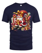 Classic Christmas Santa Gifts Tee With Festive Holiday Magic - navy t-shirt on white background