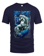 Unlucky Lightning Unicorn Graphic Tee With Fierce Fantasy Power - navy t-shirt on white background