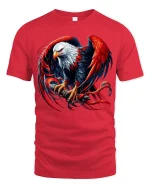 Fierce American Eagle Tee With Bold Wings And Freedom Power Art - red t-shirt on white background
