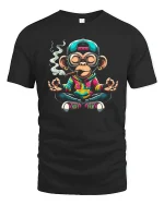 Funny Chill Monkey Graphic T Shirt With Relaxed Street Zen Vibes - black t-shirt on white background