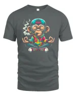 Funny Chill Monkey Graphic T Shirt With Relaxed Street Zen Vibes - gray t-shirt on white background