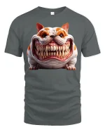 Funny Fierce Bulldog Graphic T Shirt With Huge Toothy Grin Art - gray t-shirt on white background