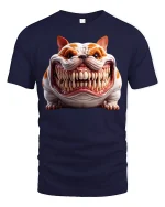 Funny Fierce Bulldog Graphic T Shirt With Huge Toothy Grin Art - navy t-shirt on white background