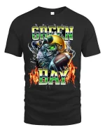 Green Bay Football Skull Graphic Tee With Fierce Game Day Energy - black t-shirt on white background