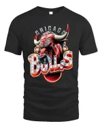 Chicago Bulls Inspired Power Bull Graphic T Shirt With Neon Edge - black t-shirt on white background