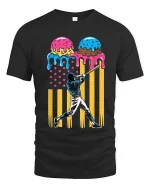 Baseball Swing Meets Ice Cream Graphic T Shirt With Fun Pop Art - black t-shirt on white background