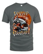 Denver Football Horse Power Graphic T Shirt With Lightning Energy - gray t-shirt on white background