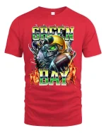 Green Bay Football Skull Graphic Tee With Fierce Game Day Energy - red t-shirt on white background