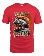 Denver Football Horse Power Graphic T Shirt With Lightning Energy - red t-shirt on white background