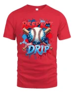 Respect The Drip Baseball Graphic T Shirt With Bold Street Style - red t-shirt on white background