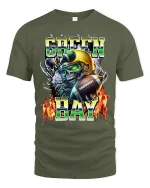 Green Bay Football Skull Graphic Tee With Fierce Game Day Energy - military green t-shirt on white background
