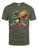 Dinkasaur Pickleball Dinosaur Graphic Tee With Funny Power Style - military green t-shirt on white background
