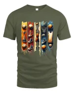 Basketball Legacy Graphic T Shirt With Urban Sports Art Style - military green t-shirt on white background