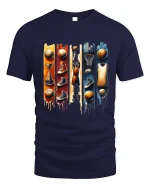 Basketball Legacy Graphic T Shirt With Urban Sports Art Style - navy t-shirt on white background