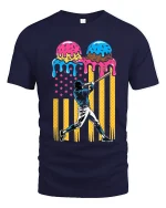 Baseball Swing Meets Ice Cream Graphic T Shirt With Fun Pop Art - navy t-shirt on white background