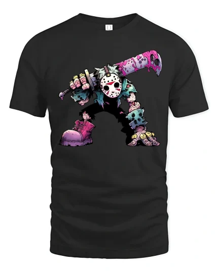 Cartoon Horror Slasher Graphic Tshirt With Dark Comic Attitude - black t-shirt on white background