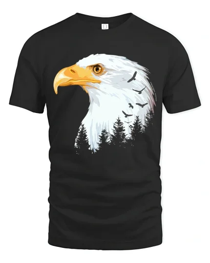 Majestic Bald Eagle Graphic Tshirt With Powerful Nature Spirit - black t-shirt on white background