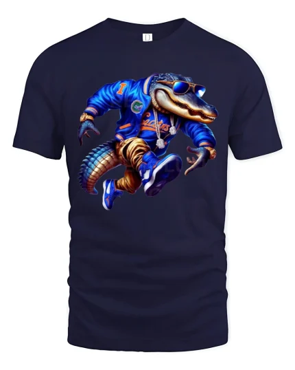 Cool Street Gator Graphic Tshirt With Urban Hip Hop Attitude - navy t-shirt on white background