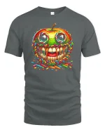 Candy Sprinkle Apple Skull Graphic Tshirt Bold Fun Art Style - gray t-shirt on white background