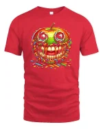 Candy Sprinkle Apple Skull Graphic Tshirt Bold Fun Art Style - red t-shirt on white background