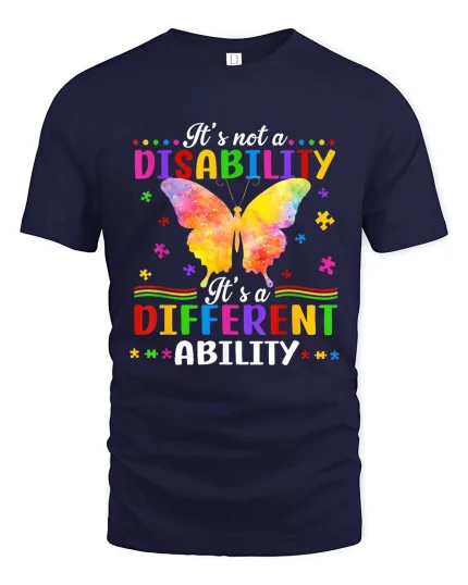 Its Not A Disability Its A Different Ability Graphic Tee - navy t-shirt on white background