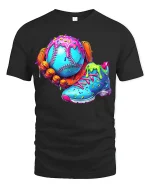 Sweet Heat Baseball Donut Art Graphic Tee Street Style Vibes - black t-shirt on white background