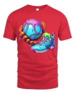 Sweet Heat Baseball Donut Art Graphic Tee Street Style Vibes - red t-shirt on white background