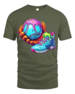 Sweet Heat Baseball Donut Art Graphic Tee Street Style Vibes - military green t-shirt on white background