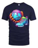 Sweet Heat Baseball Donut Art Graphic Tee Street Style Vibes - navy t-shirt on white background
