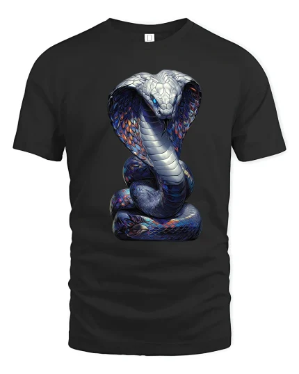 Venomous King Cobra T Shirt With Fierce Mystic Power Art - black t-shirt on white background