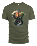 Nature Guitar Harmony Graphic T Shirt With Forest Music Soul - military green t-shirt on white background