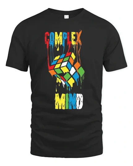Complex Mind Melting Puzzle Cube Art Tee Creative Graphic Shirt - black t-shirt on white background