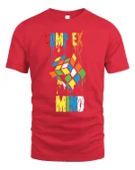 Complex Mind Melting Puzzle Cube Art Tee Creative Graphic Shirt - red t-shirt on white background