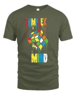 Complex Mind Melting Puzzle Cube Art Tee Creative Graphic Shirt - military green t-shirt on white background