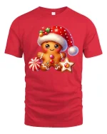 Cute Gingerbread Christmas Tee Sweet Holiday Cookie T-Shirt - red t-shirt on white background