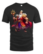 Mighty Warrior King Tee with Epic Royal Armor Artwork - black t-shirt on white background