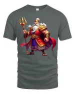 Mighty Warrior King Tee with Epic Royal Armor Artwork - gray t-shirt on white background