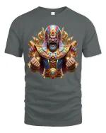 Epic Pharaoh Warrior Tee with Golden Ancient Egypt Art - gray t-shirt on white background