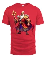 Mighty Warrior King Tee with Epic Royal Armor Artwork - red t-shirt on white background