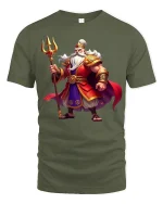 Mighty Warrior King Tee with Epic Royal Armor Artwork - military green t-shirt on white background