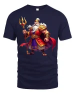 Mighty Warrior King Tee with Epic Royal Armor Artwork - navy t-shirt on white background