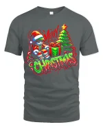 Cool Graffiti Merry Christmas Santa Gift Tree Neon Art Tee - gray t-shirt on white background