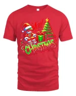 Cool Graffiti Merry Christmas Santa Gift Tree Neon Art Tee - red t-shirt on white background