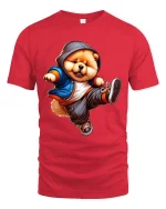 Hip Hop Cool Dog Hoodie Style Street Dance Cartoon Graphic Tee - red t-shirt on white background